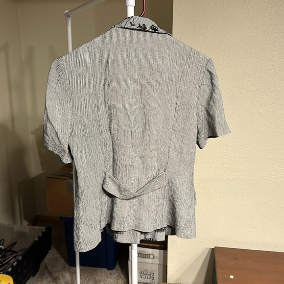 Vintage Virgo II Black Herringbone Button Up Blouse Size 6 - Picture 6 of 6